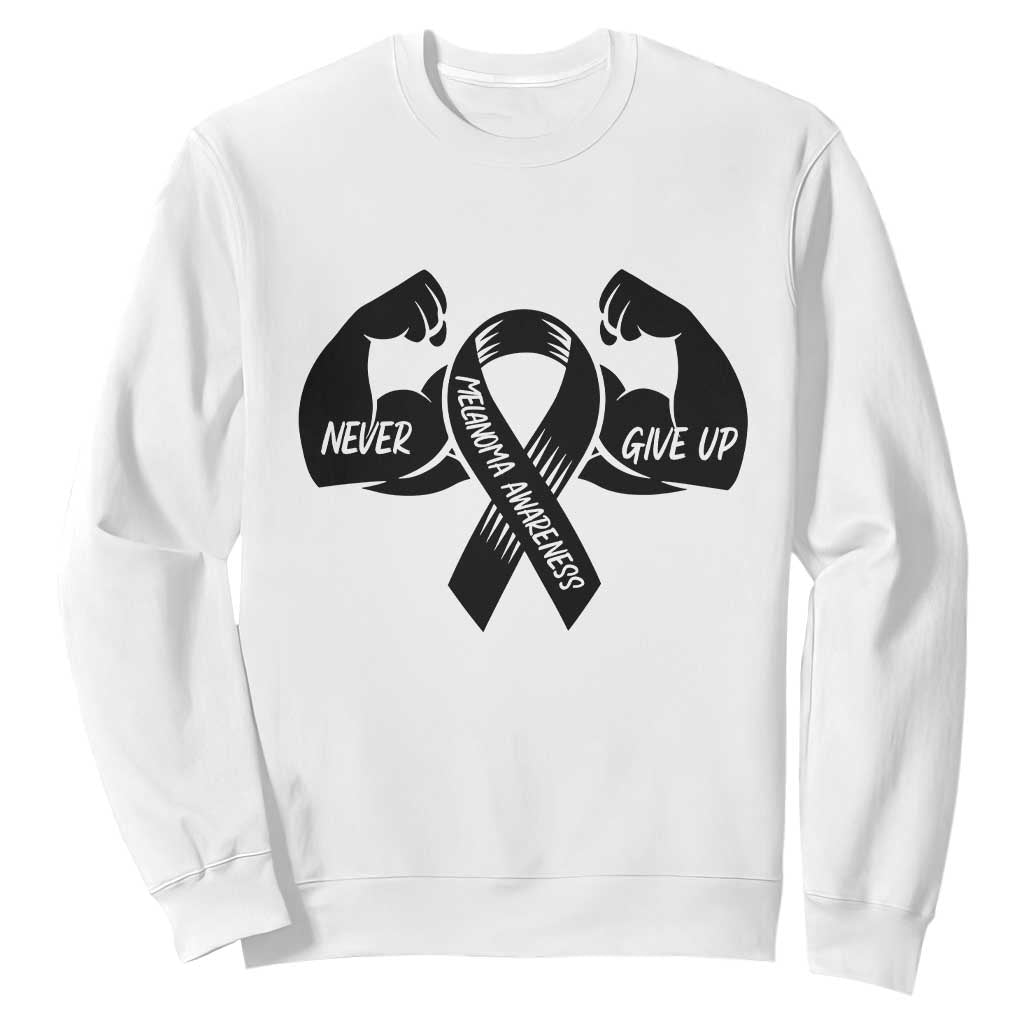 Melanoma Awareness Warrior Sweatshirt Never Give Up TS12 White Print Your Wear