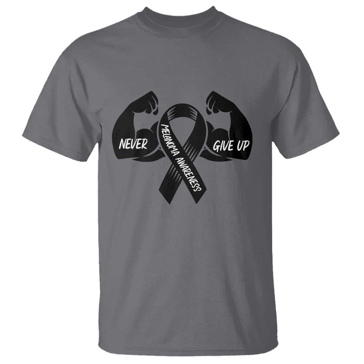 Melanoma Awareness Warrior T Shirt Never Give Up TS12 Charcoal Print Your Wear