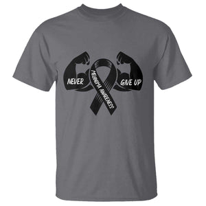 Melanoma Awareness Warrior T Shirt Never Give Up TS12 Charcoal Print Your Wear