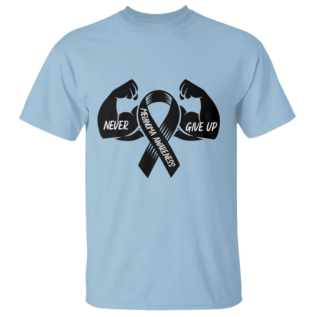 Melanoma Awareness Warrior T Shirt Never Give Up TS12 Light Blue Print Your Wear