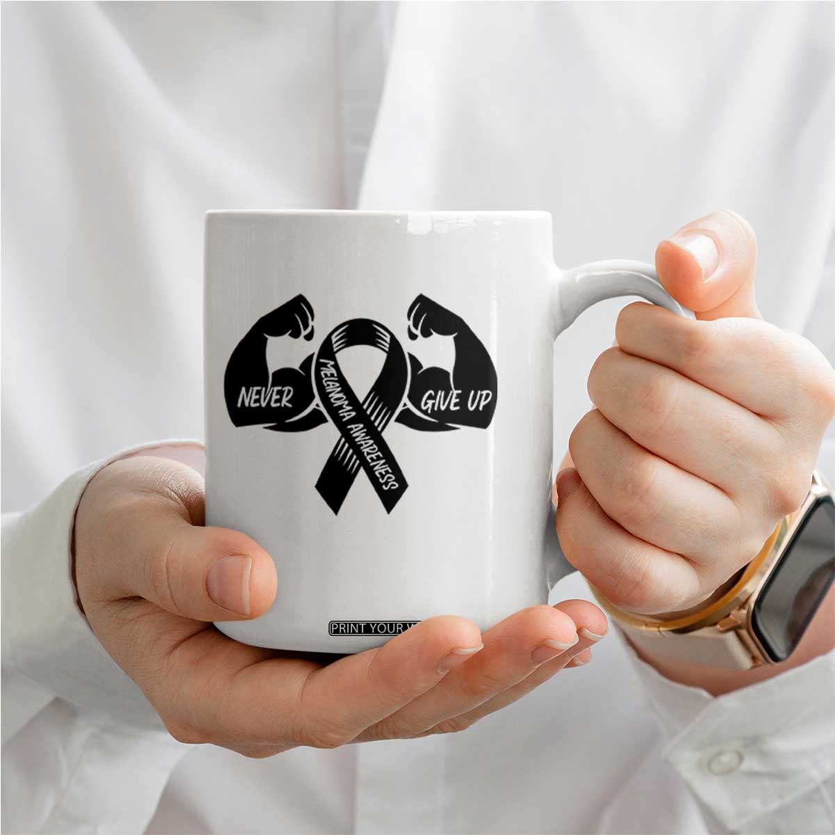 Melanoma Awareness Warrior Coffee Mug Never Give Up TS12 Print Your Wear