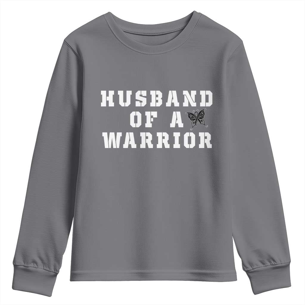 Husband Of A Warrior Youth Sweatshirt Melanoma Awareness Wife Support TS12 Charcoal Print Your Wear
