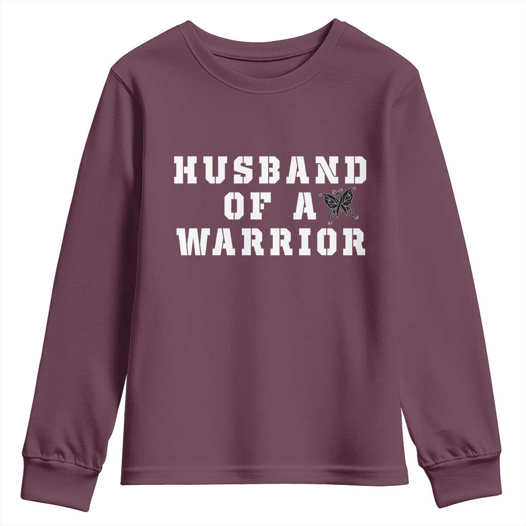Husband Of A Warrior Youth Sweatshirt Melanoma Awareness Wife Support TS12 Maroon Print Your Wear