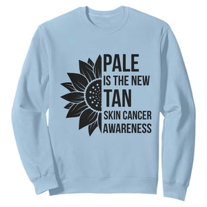 Skin Cancer Survivor Warrior Sweatshirt Pale Is The New Tan TS12 Light Blue Print Your Wear