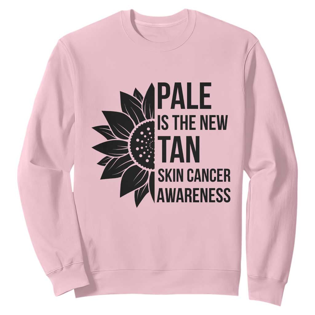 Skin Cancer Survivor Warrior Sweatshirt Pale Is The New Tan TS12 Light Pink Print Your Wear