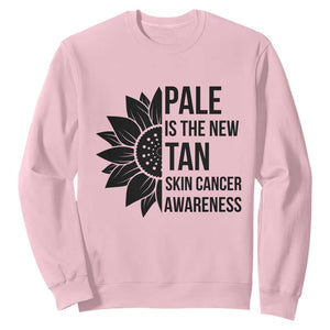 Skin Cancer Survivor Warrior Sweatshirt Pale Is The New Tan TS12 Light Pink Print Your Wear