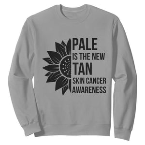 Skin Cancer Survivor Warrior Sweatshirt Pale Is The New Tan TS12 Sport Gray Print Your Wear