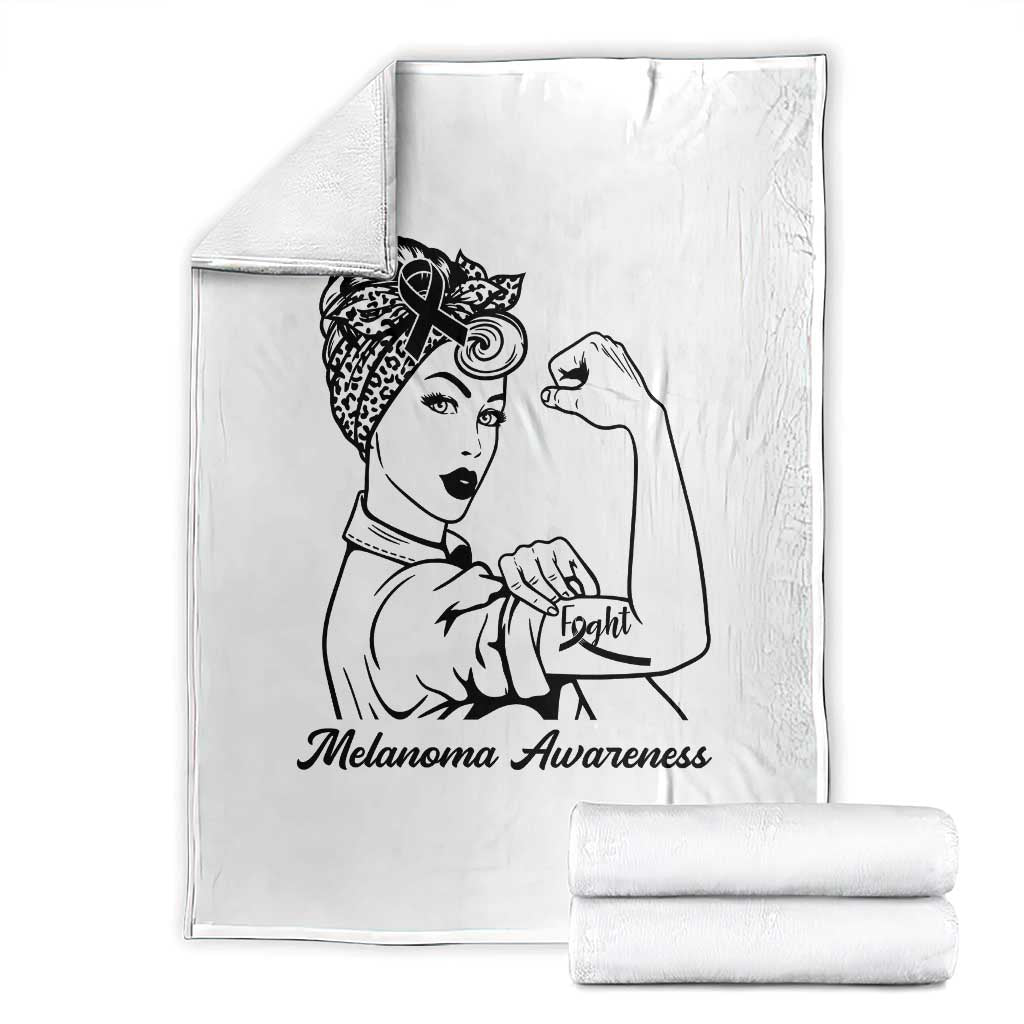 Melanoma Awareness Strong Woman Throw Blanket Feminist Warrior TS12 White Print Your Wear