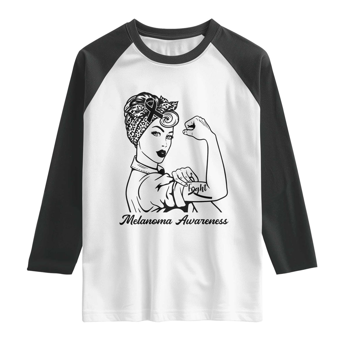 Melanoma Awareness Strong Woman Raglan Shirt Feminist Warrior TS12 White Black Print Your Wear