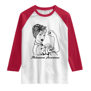 Melanoma Awareness Strong Woman Raglan Shirt Feminist Warrior TS12 White Red Print Your Wear