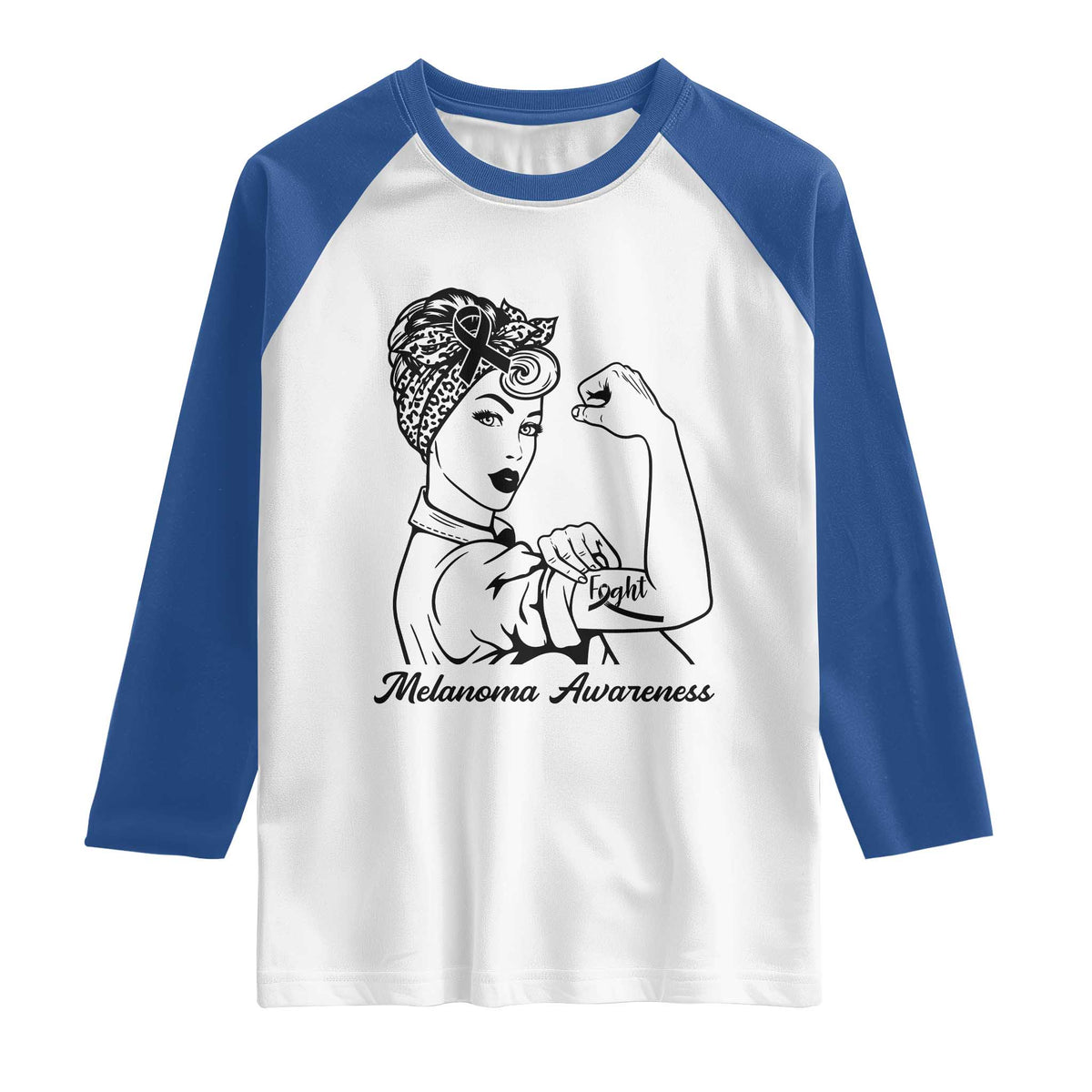 Melanoma Awareness Strong Woman Raglan Shirt Feminist Warrior TS12 White Royal Print Your Wear