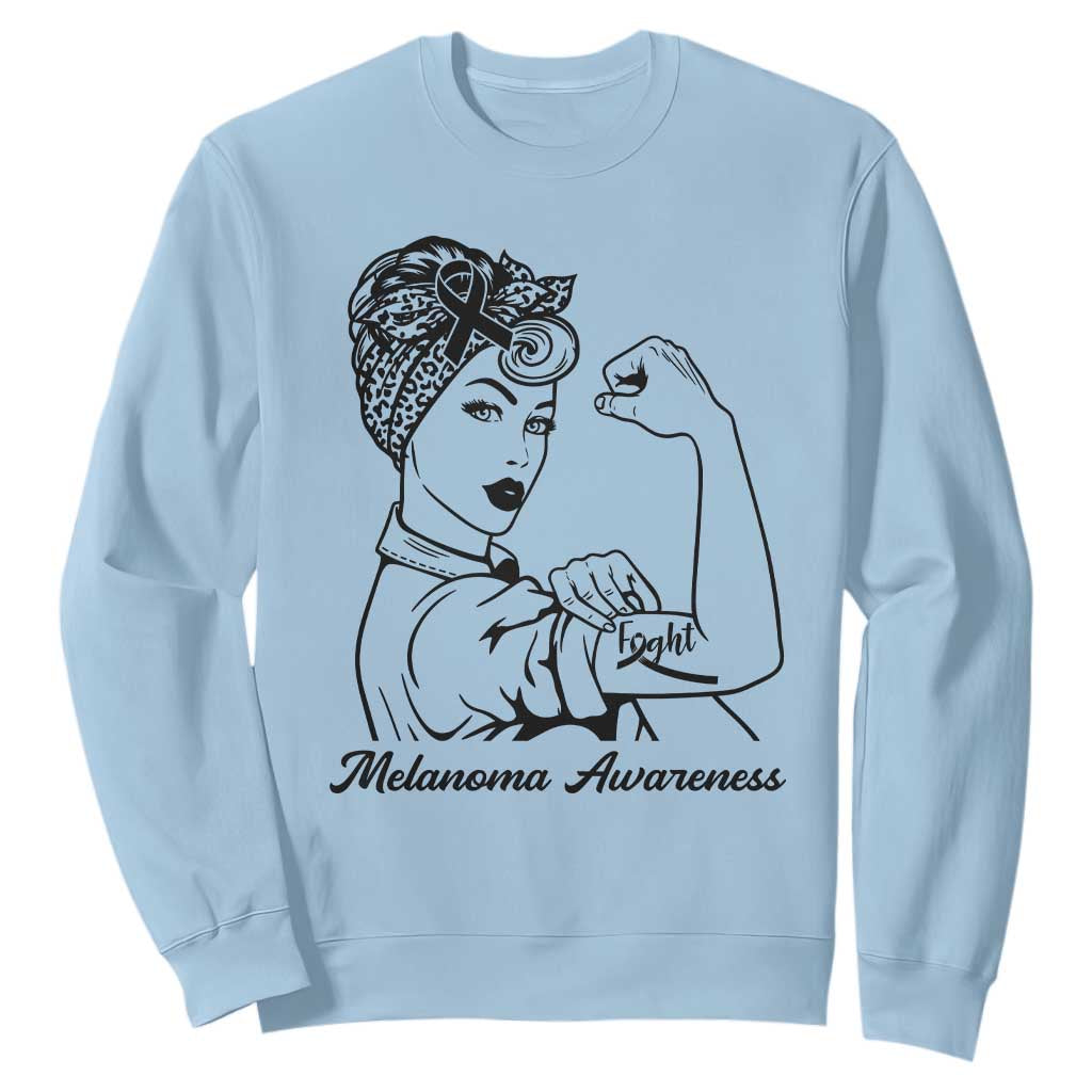 Melanoma Awareness Strong Woman Sweatshirt Feminist Warrior TS12 Light Blue Print Your Wear