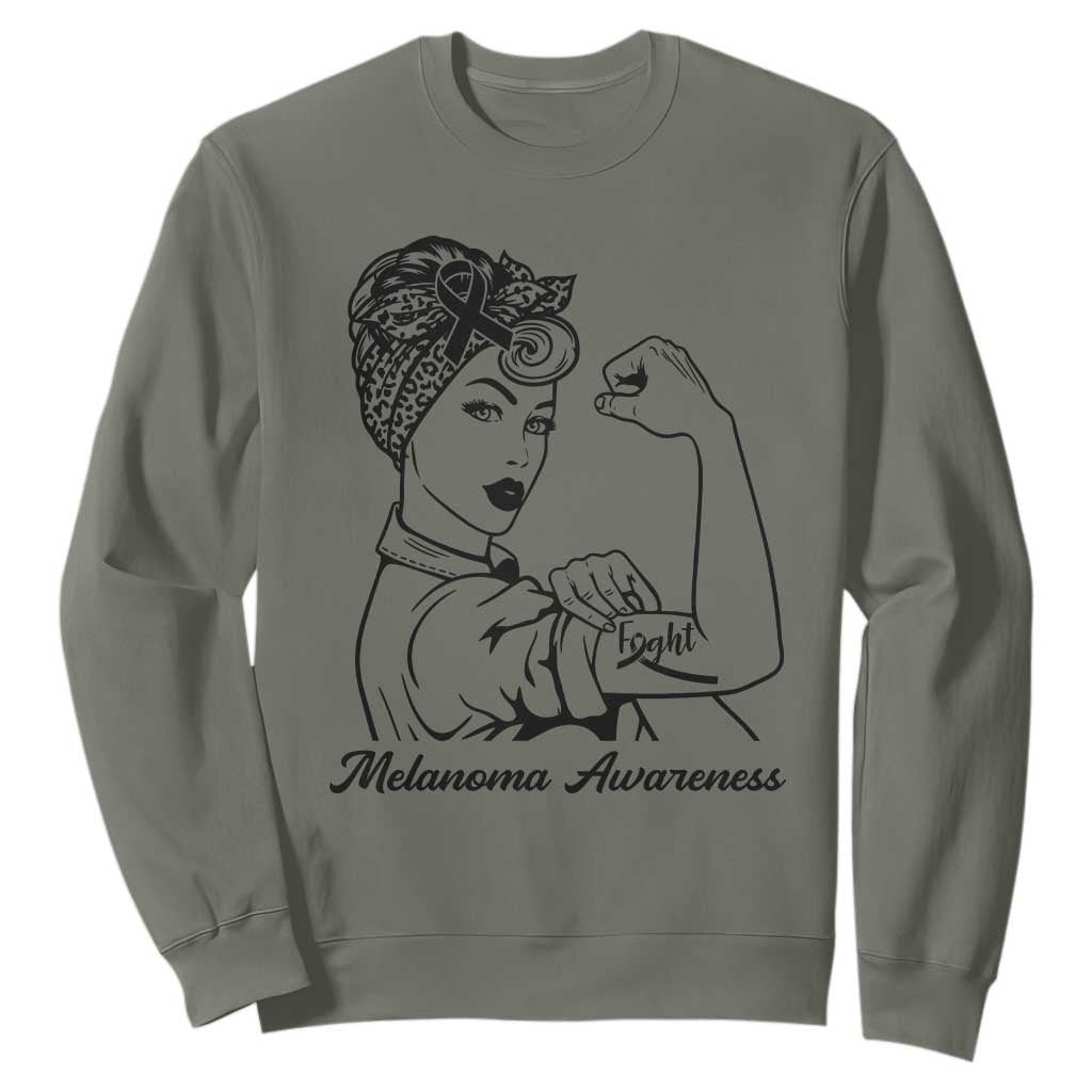 Melanoma Awareness Strong Woman Sweatshirt Feminist Warrior TS12 Military Green Print Your Wear