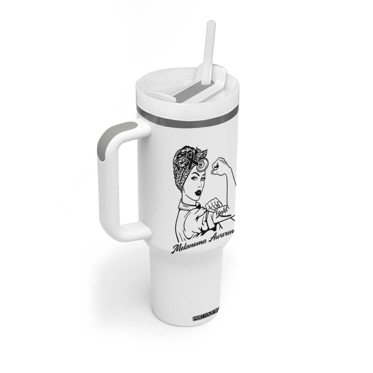 Melanoma Awareness Strong Woman Tumbler With Handle Feminist Warrior TS12 Print Your Wear