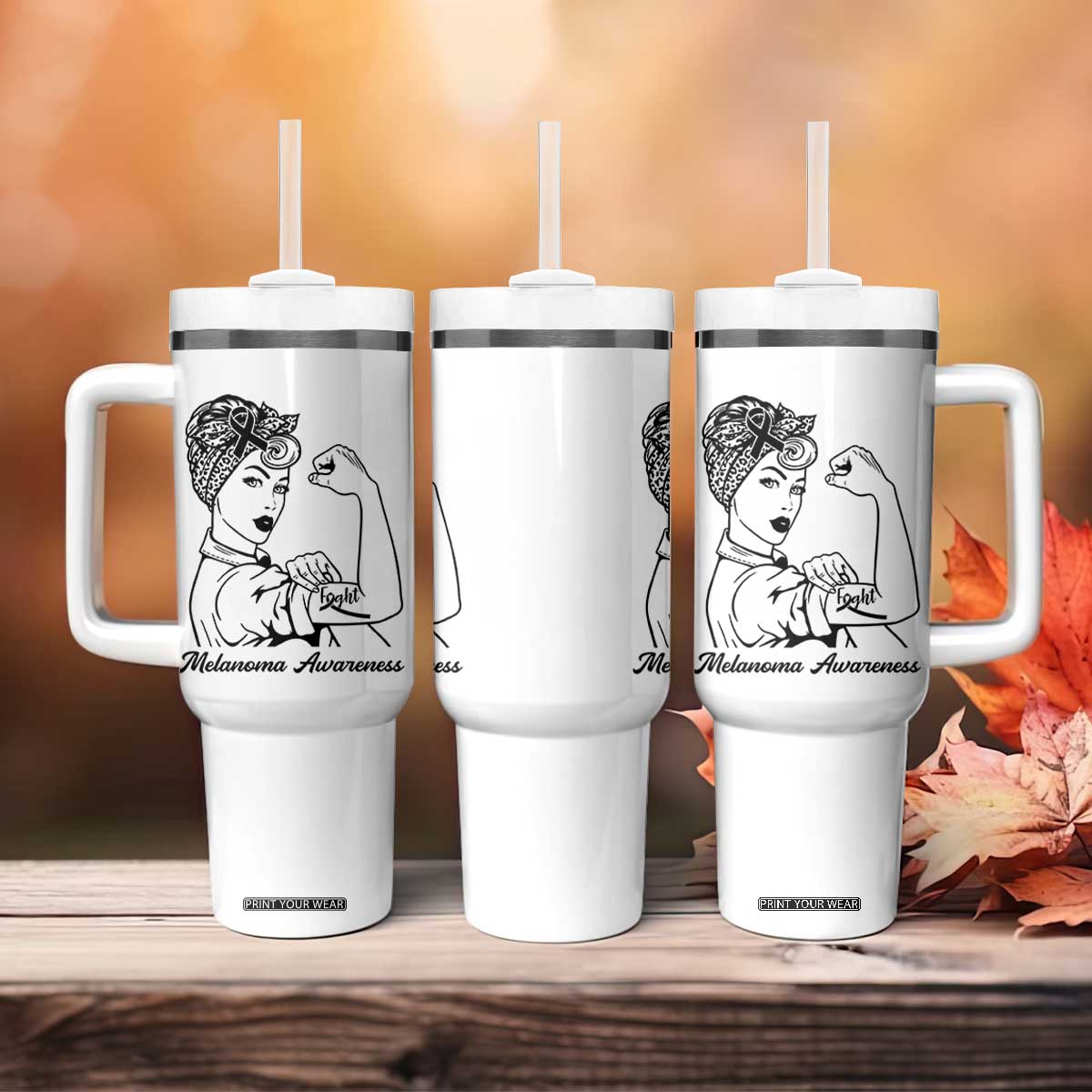 Melanoma Awareness Strong Woman Tumbler With Handle Feminist Warrior TS12 Print Your Wear