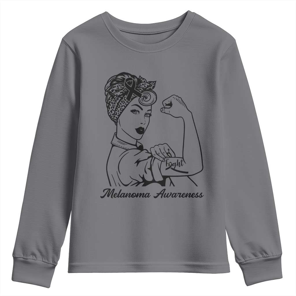 Melanoma Awareness Strong Woman Youth Sweatshirt Feminist Warrior TS12 Charcoal Print Your Wear