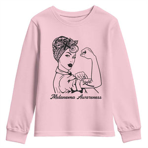 Melanoma Awareness Strong Woman Youth Sweatshirt Feminist Warrior TS12 Light Pink Print Your Wear