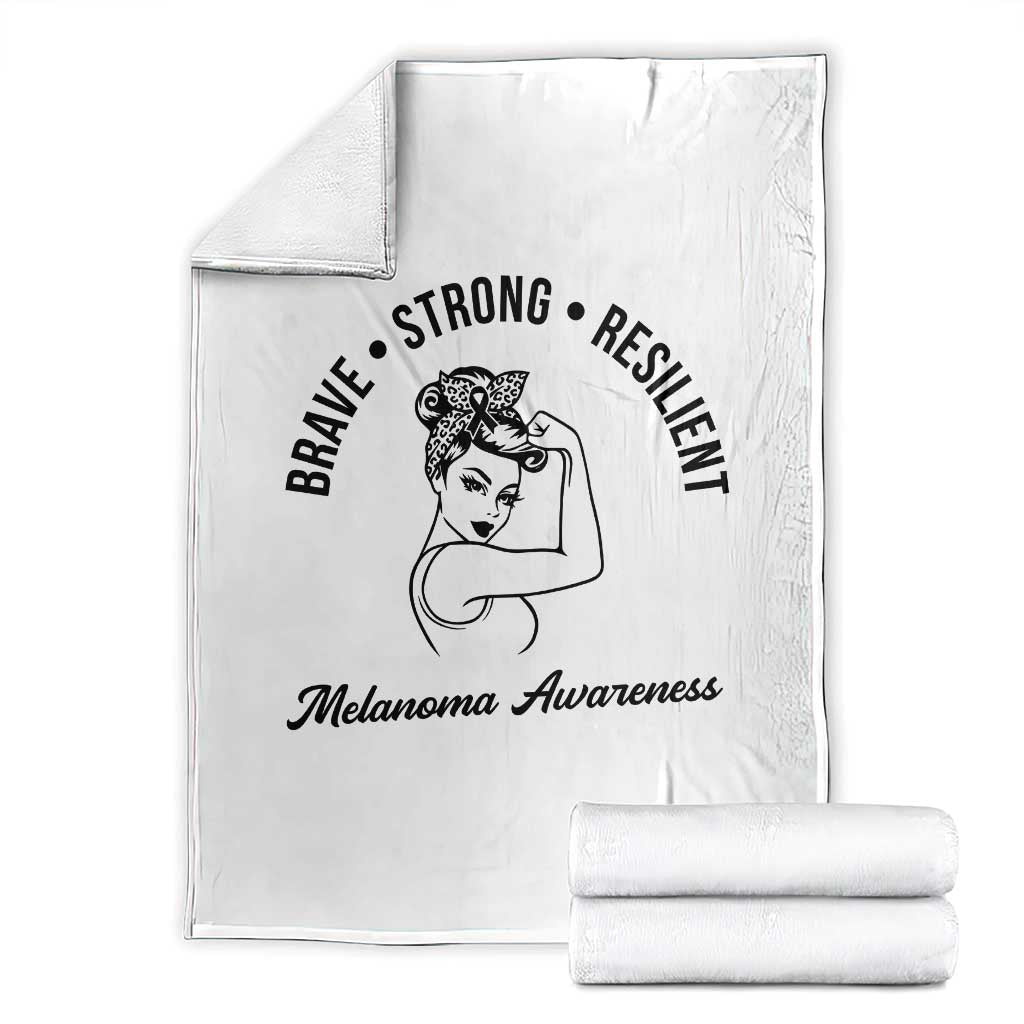Melanoma Awareness Strong Woman Throw Blanket Brave Strong Resilient Warrior TS12 White Print Your Wear
