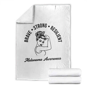 Melanoma Awareness Strong Woman Throw Blanket Brave Strong Resilient Warrior TS12 White Print Your Wear