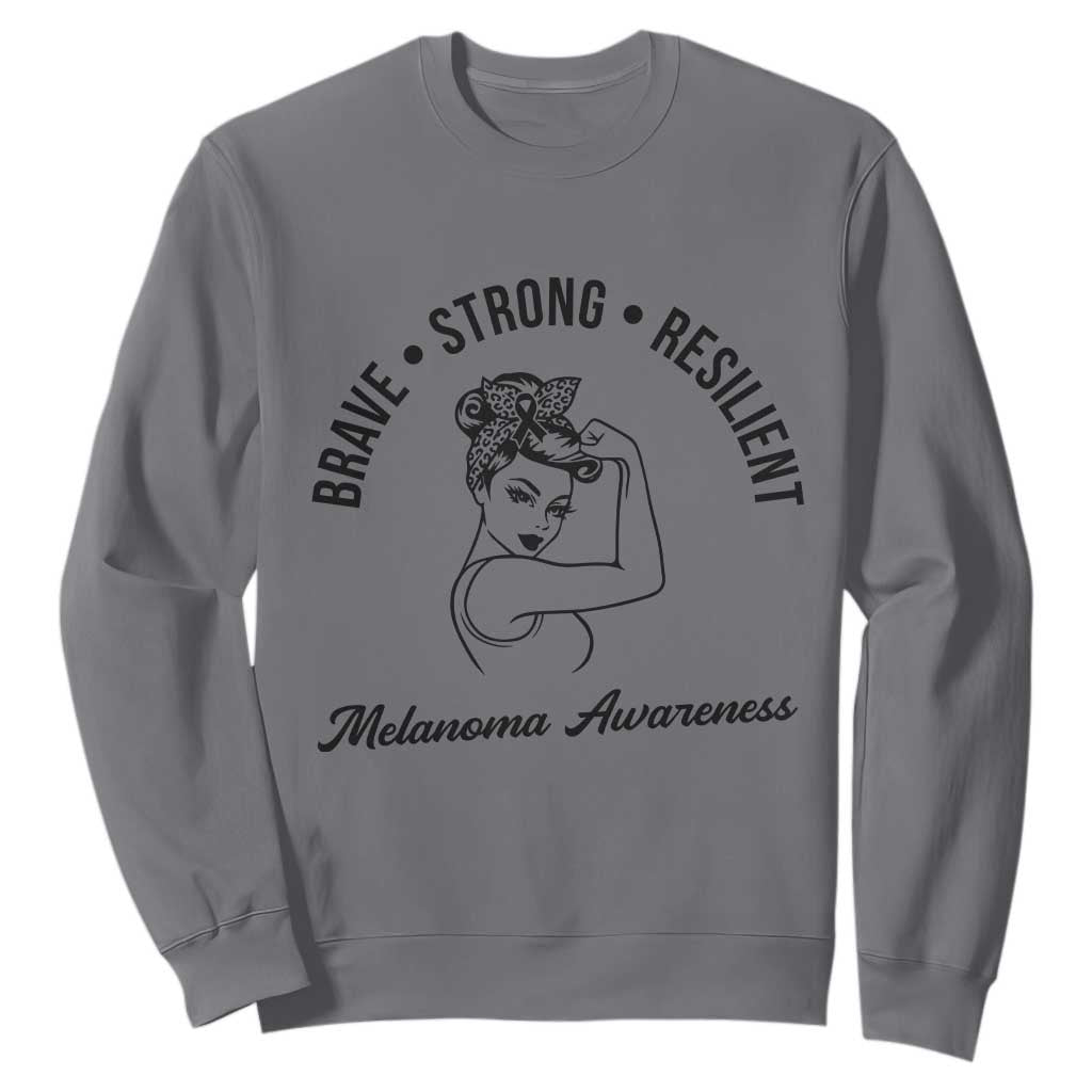 Melanoma Awareness Strong Woman Sweatshirt Brave Strong Resilient Warrior TS12 Charcoal Print Your Wear