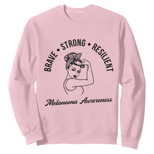 Melanoma Awareness Strong Woman Sweatshirt Brave Strong Resilient Warrior TS12 Light Pink Print Your Wear