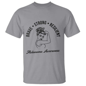 Melanoma Awareness Strong Woman T Shirt Brave Strong Resilient Warrior TS12 Sport Gray Print Your Wear