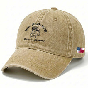 Melanoma Awareness Strong Woman Washed Cotton Baseball Cap Brave Strong Resilient Warrior TS12 Print Your Wear