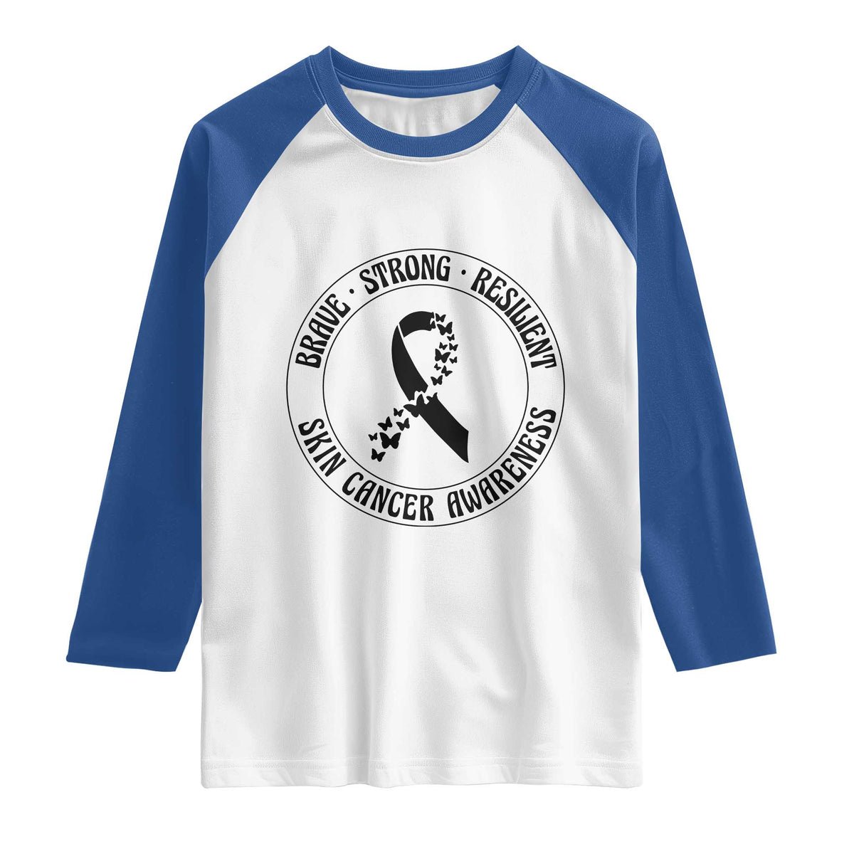 Melanoma Awareness Raglan Shirt Brave Strong Resilient Warrior TS12 White Royal Print Your Wear