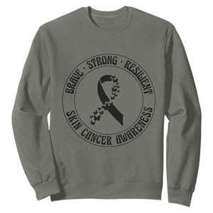 Melanoma Awareness Sweatshirt Brave Strong Resilient Warrior TS12 Military Green Print Your Wear