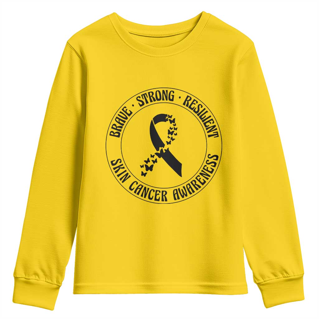 Melanoma Awareness Youth Sweatshirt Brave Strong Resilient Warrior TS12 Daisy Print Your Wear