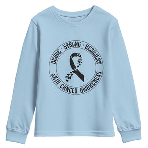 Melanoma Awareness Youth Sweatshirt Brave Strong Resilient Warrior TS12 Light Blue Print Your Wear