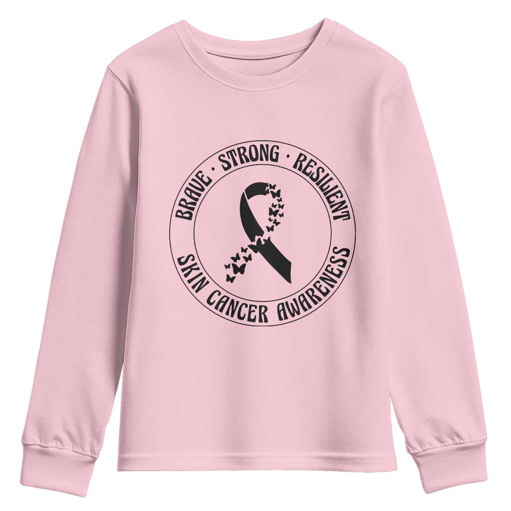 Melanoma Awareness Youth Sweatshirt Brave Strong Resilient Warrior TS12 Light Pink Print Your Wear