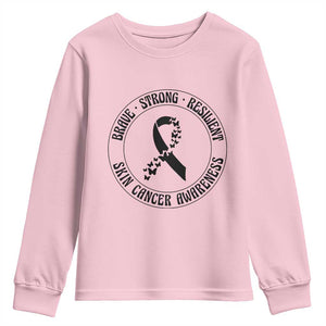 Melanoma Awareness Youth Sweatshirt Brave Strong Resilient Warrior TS12 Light Pink Print Your Wear