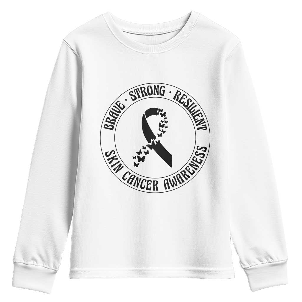 Melanoma Awareness Youth Sweatshirt Brave Strong Resilient Warrior TS12 White Print Your Wear