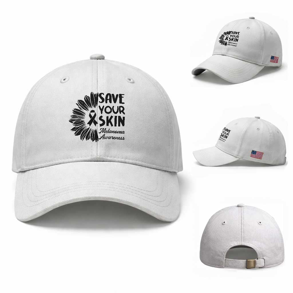 Skin Cancer Fighter Baseball Cap Save Your Skin TS12 Baseball Cap Universal Fit White Print Your Wear