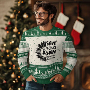 Skin Cancer Fighter Ugly Christmas Sweater Save Your Skin TS12 Beige Green Print Your Wear