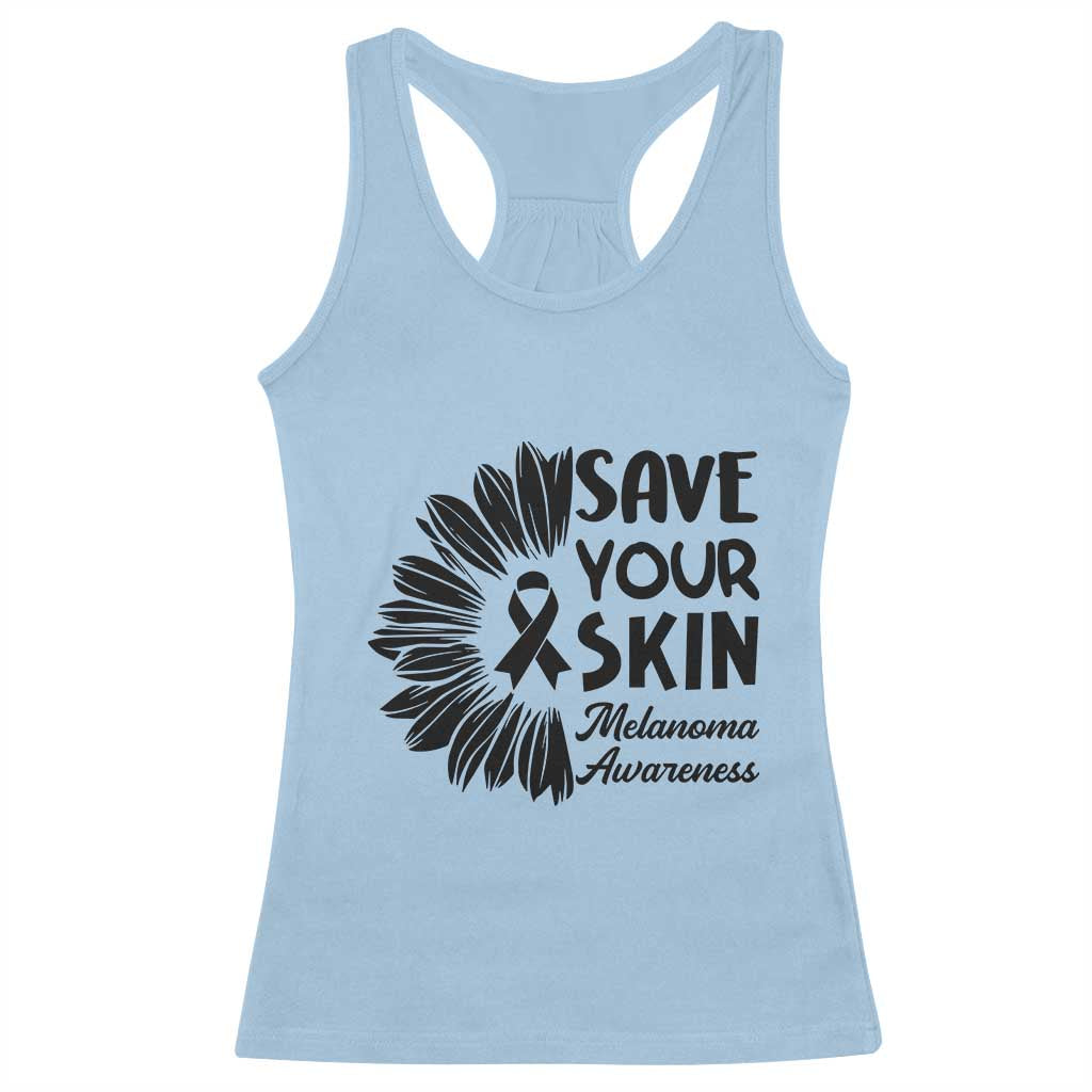 Skin Cancer Fighter Racerback Tank Top Save Your Skin TS12 Light Blue Print Your Wear