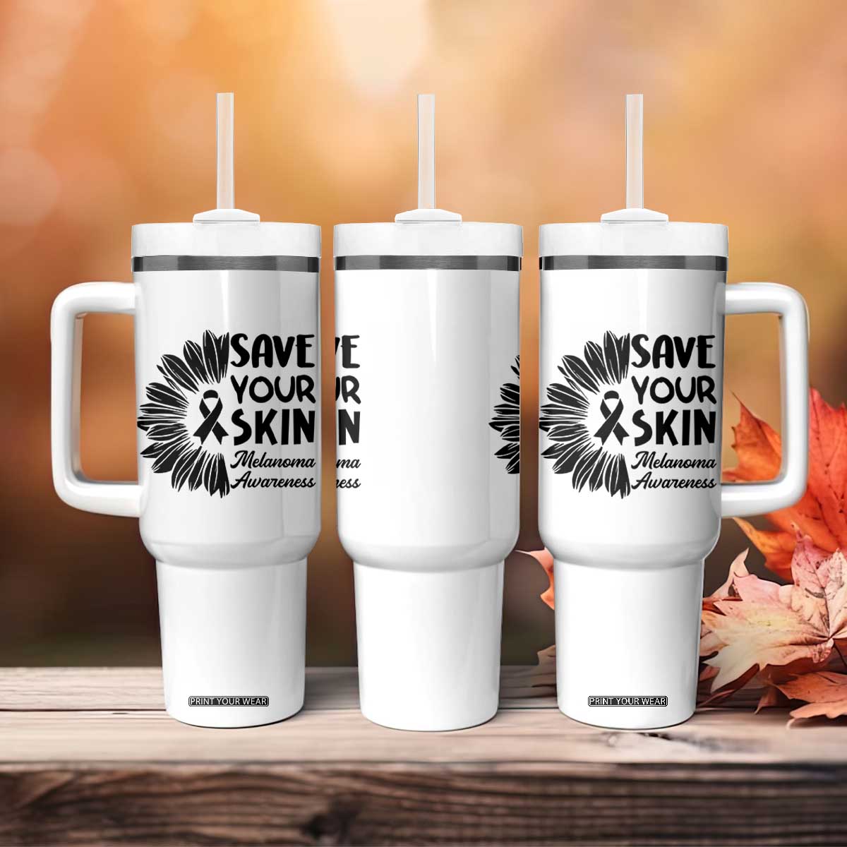 Skin Cancer Fighter Tumbler With Handle Save Your Skin TS12 Print Your Wear