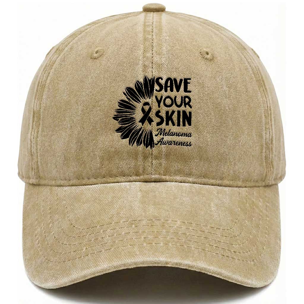 Skin Cancer Fighter Washed Cotton Baseball Cap Save Your Skin TS12 Print Your Wear