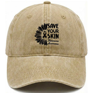 Skin Cancer Fighter Washed Cotton Baseball Cap Save Your Skin TS12 Print Your Wear