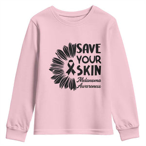 Skin Cancer Fighter Youth Sweatshirt Save Your Skin TS12 Light Pink Print Your Wear