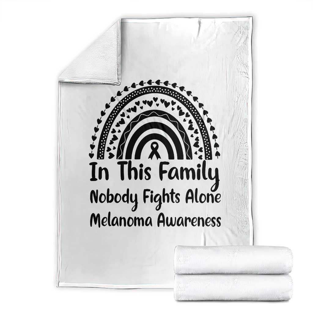 In This Family Nobody Fights Alone Throw Blanket Melanoma Warrior Support TS12 White Print Your Wear