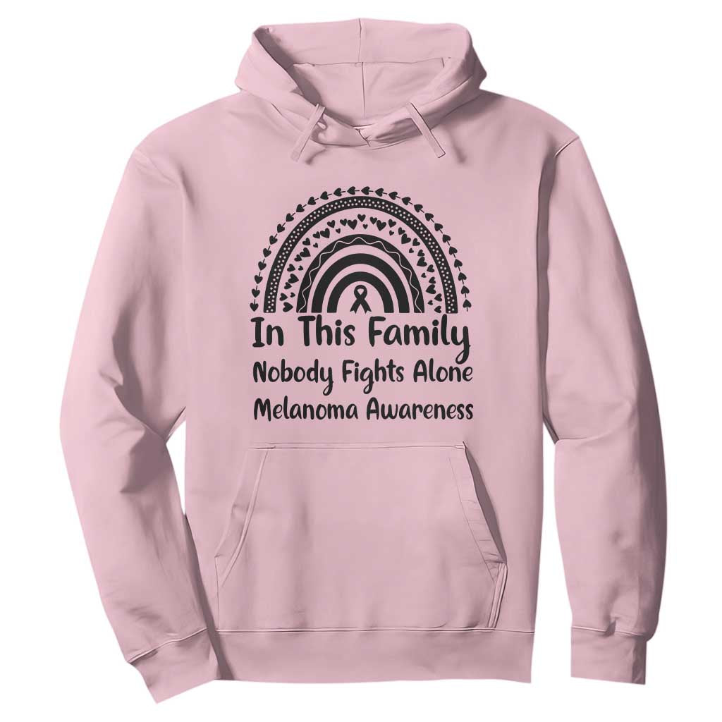 In This Family Nobody Fights Alone Hoodie Melanoma Warrior Support TS12 Light Pink Print Your Wear