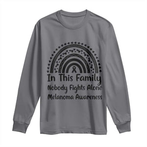 In This Family Nobody Fights Alone Long Sleeve Shirt Melanoma Warrior Support TS12 Charcoal Print Your Wear