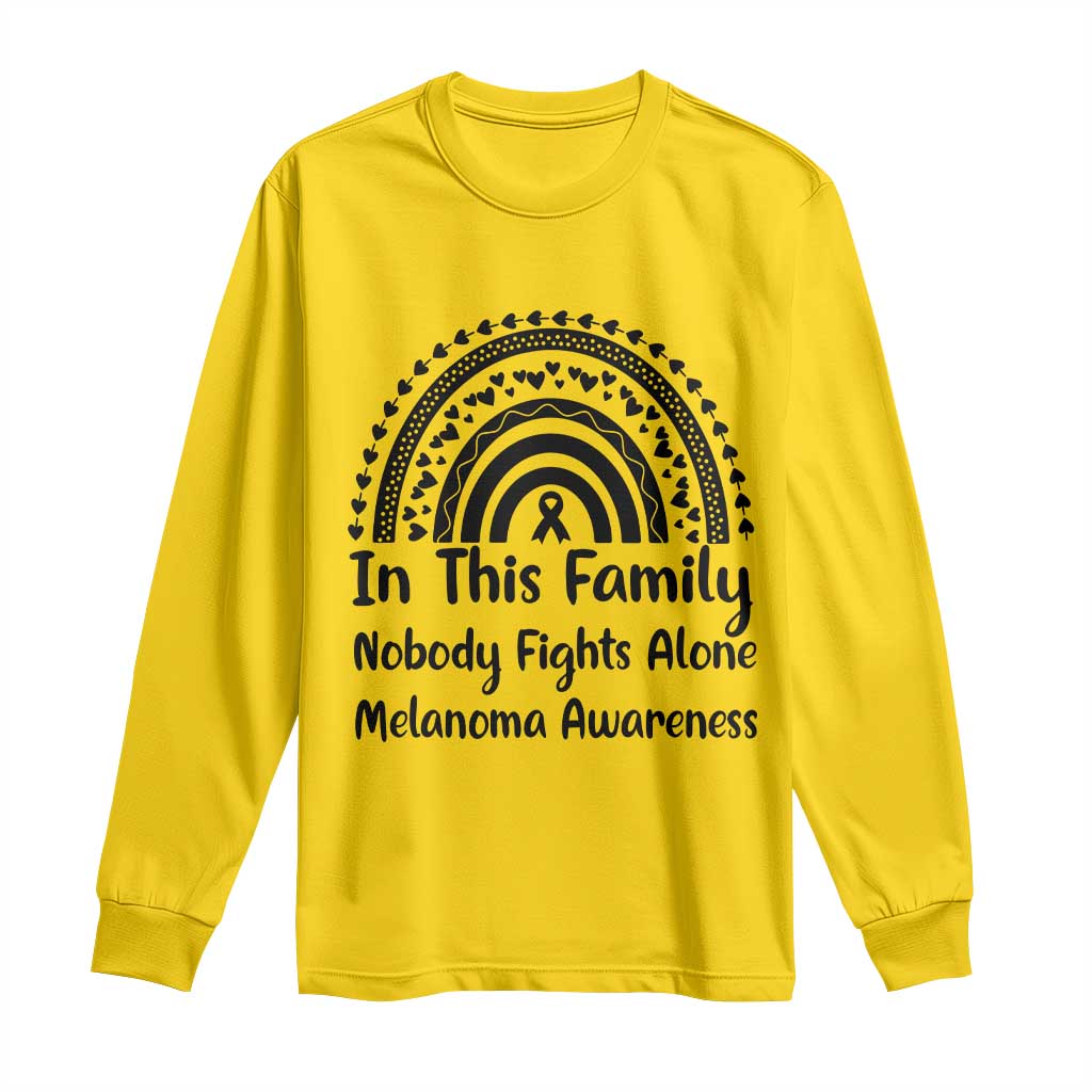 In This Family Nobody Fights Alone Long Sleeve Shirt Melanoma Warrior Support TS12 Daisy Print Your Wear