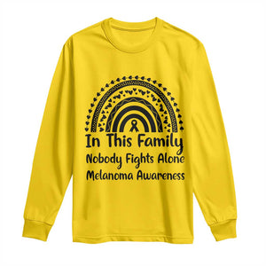 In This Family Nobody Fights Alone Long Sleeve Shirt Melanoma Warrior Support TS12 Daisy Print Your Wear
