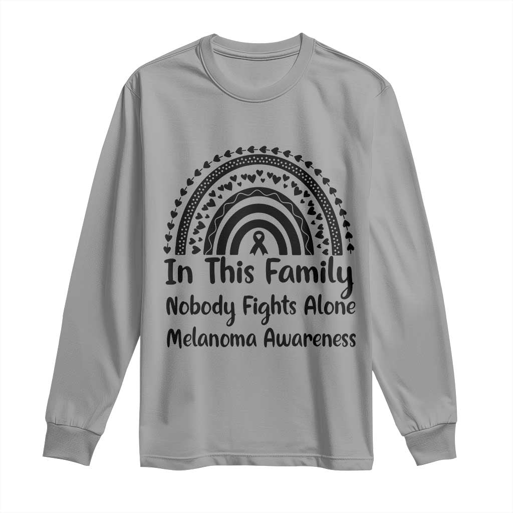 In This Family Nobody Fights Alone Long Sleeve Shirt Melanoma Warrior Support TS12 Sport Gray Print Your Wear