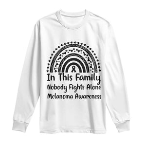 In This Family Nobody Fights Alone Long Sleeve Shirt Melanoma Warrior Support TS12 White Print Your Wear