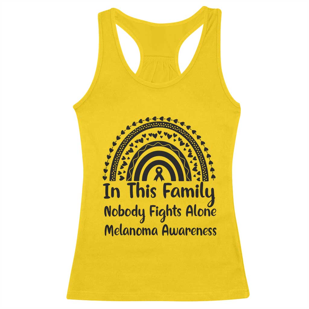In This Family Nobody Fights Alone Racerback Tank Top Melanoma Warrior Support TS12 Daisy Print Your Wear