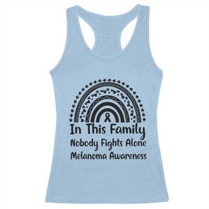 In This Family Nobody Fights Alone Racerback Tank Top Melanoma Warrior Support TS12 Light Blue Print Your Wear